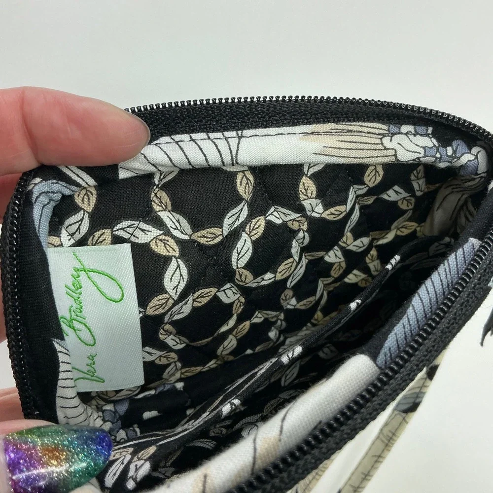 Vera Bradley Camellia Black Floral Wristlet Wallet Women Small Quilted